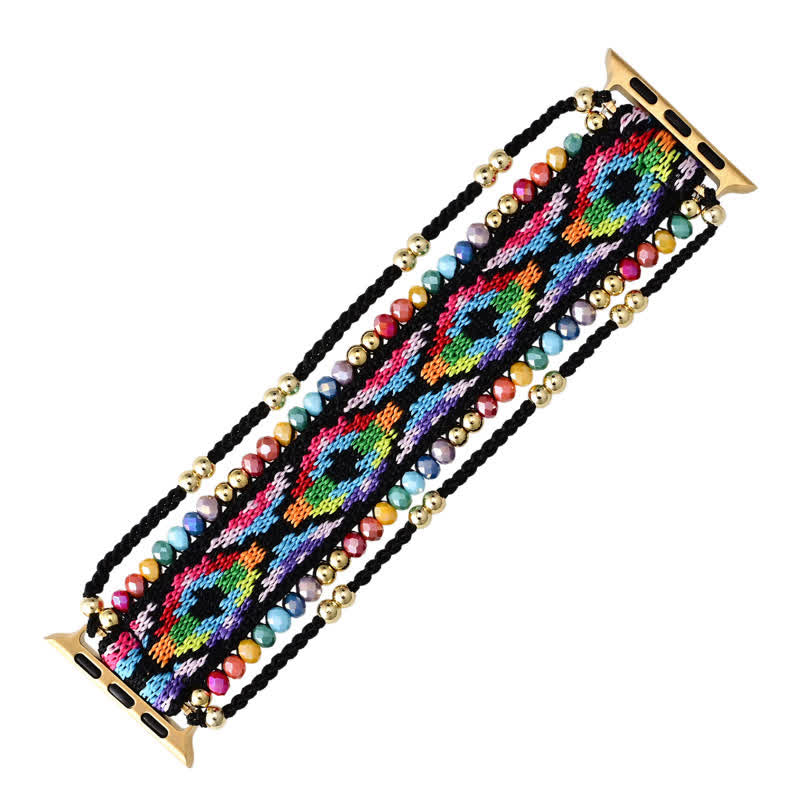 Ecusband Bohemian Style Colorful Elastic Braided Apple Watch Strap7