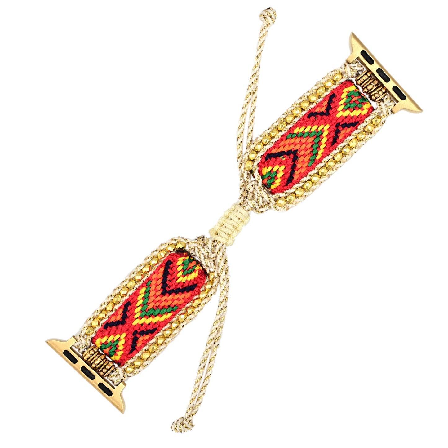 Ecusband Gold Zircon Orange Red Nylon Braided Apple Watch Strap6