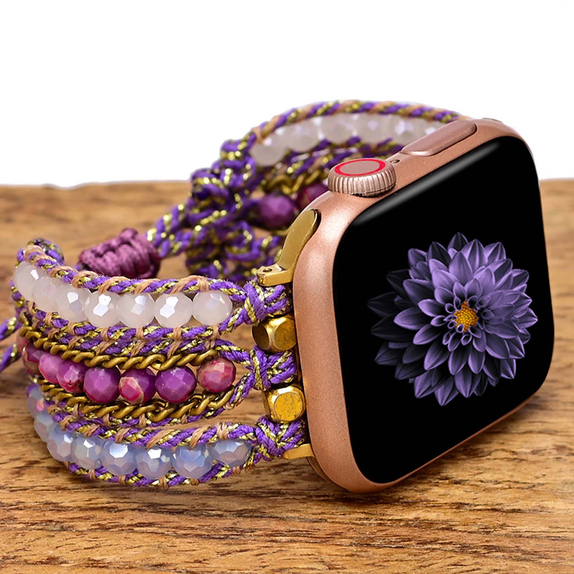 Ecusband Natural Crystal Woven Strap Boho Bracelet2