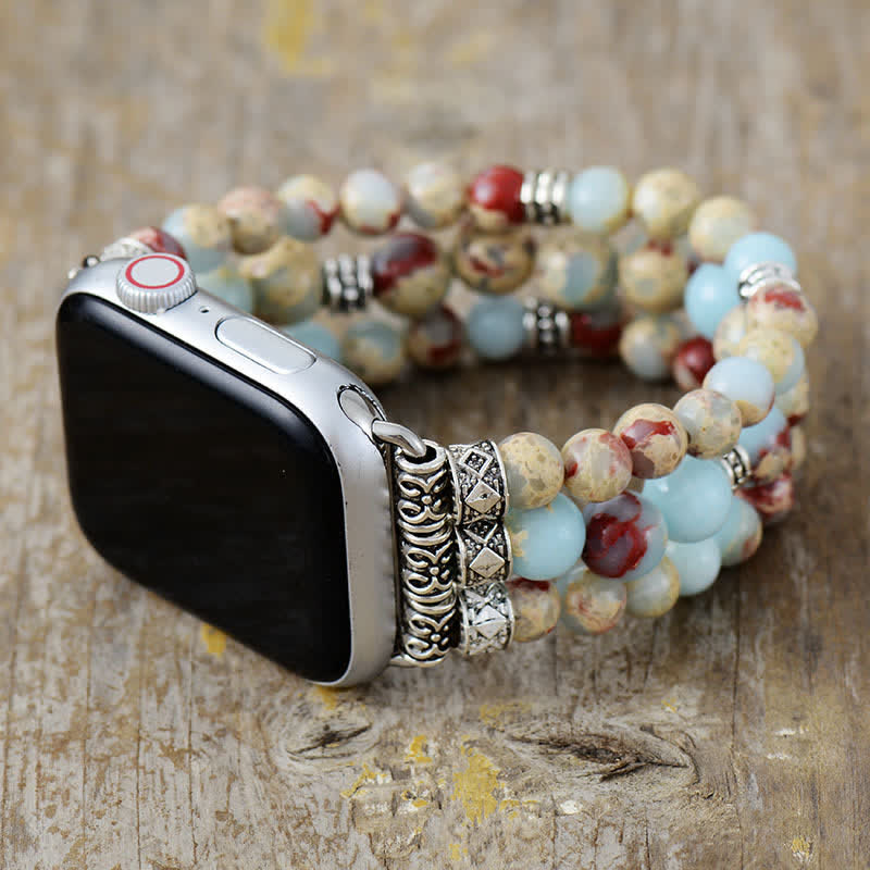 Ecusband Chakra Emperor Stone Beaded Apple Watch Strap3