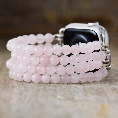 Ecusband Rose Quartz Beaded Apple Watch Strap1