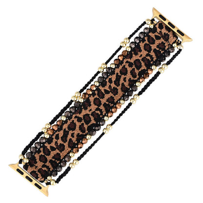 Ecusband Leopard Elastic Braid Apple Watch Strap5