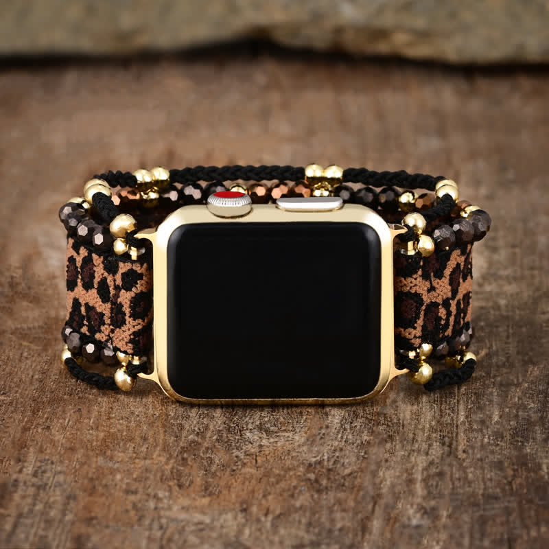 Ecusband Leopard Elastic Braid Apple Watch Strap3