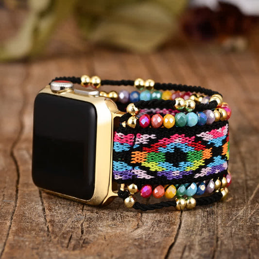 Ecusband Bohemian Style Colorful Elastic Braided Apple Watch Strap1