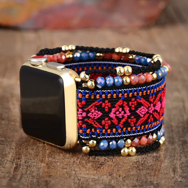 Ecusband Rose Red Elastic Braided Strap Apple Watch Strap1