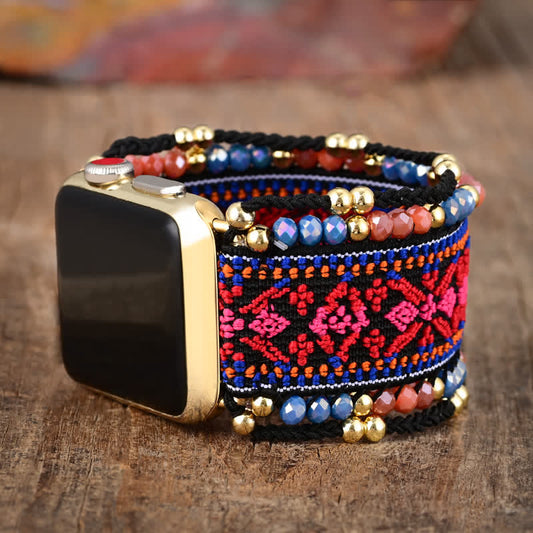 Ecusband Rose Red Elastic Braided Strap Apple Watch Strap1