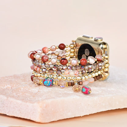 Ecusband Rhodonite Natural Stone Beads Apple Watch Strap5