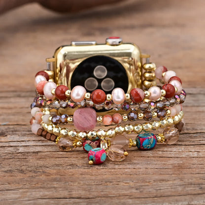 Ecusband Rhodonite Natural Stone Beads Apple Watch Strap4