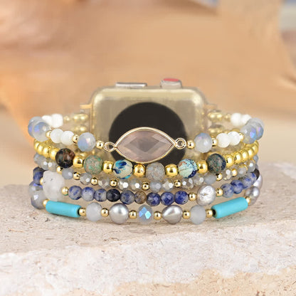 Ecusband White Agate Natural Stone Beads Apple Watch Strap6