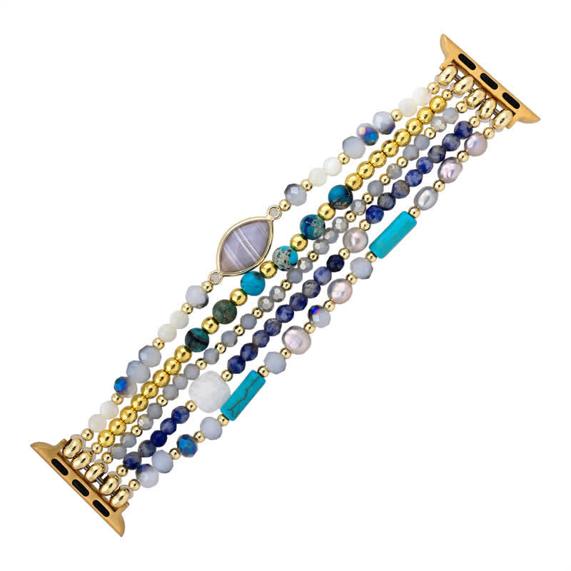 Ecusband White Agate Natural Stone Beads Apple Watch Strap7