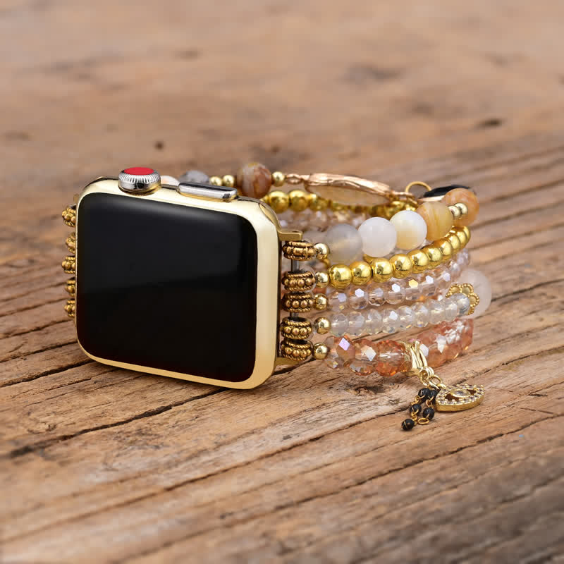 Ecusband Obsidian Citrine Natural Stone Beads Apple Watch Strap1
