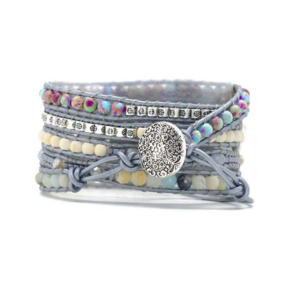 Ecusband Natural Picture Jasper & Amazonite Apple Watch Strap Wrap Bracelet4