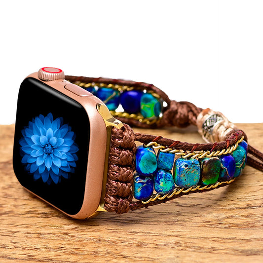 Ecusband Blue Emperor Stone Apple Watch Strap Wrap Bracelet1