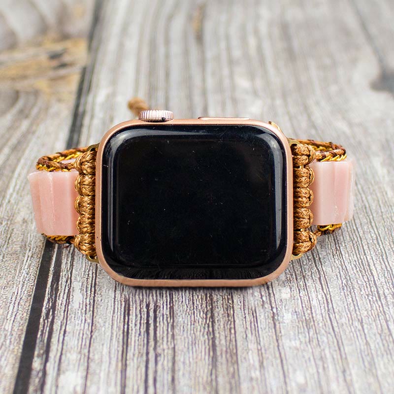 Ecusband Pink Opal Strap Boho Stone Strap Bracelet1