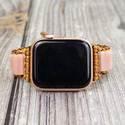 Ecusband Pink Opal Strap Boho Stone Strap Bracelet1