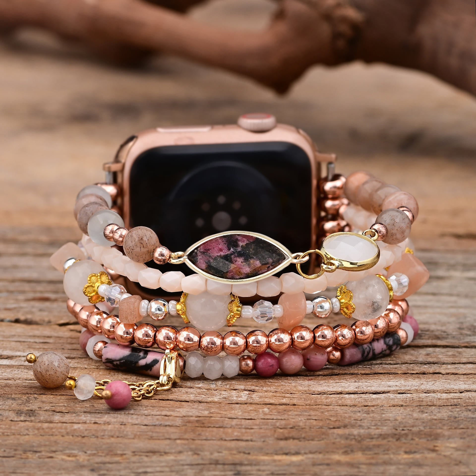 Ecusband Pink Opal Apple Watch Bracelet5