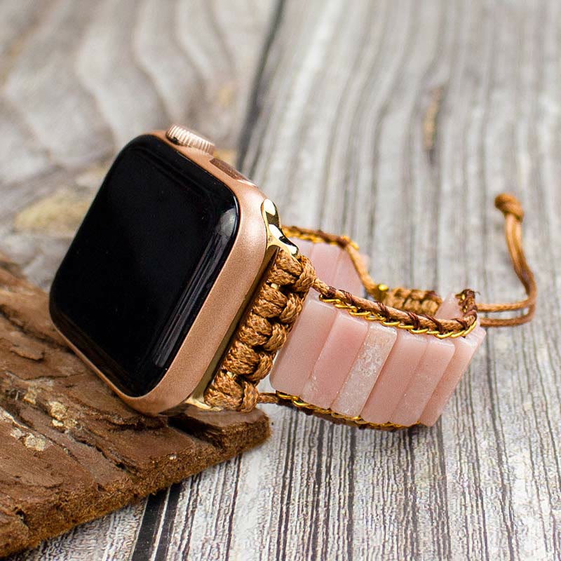 Ecusband Pink Opal Strap Boho Stone Strap Bracelet2