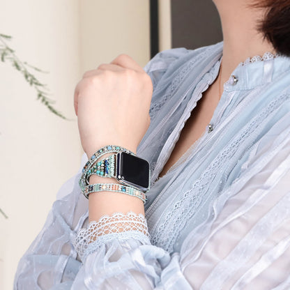 Ecusband Mint Teal Crystal Beaded Apple Watch Strap2