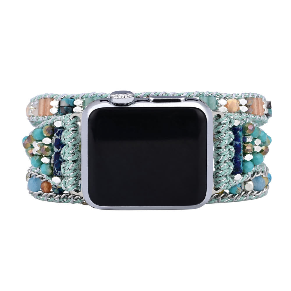 Ecusband Mint Teal Crystal Beaded Apple Watch Strap5