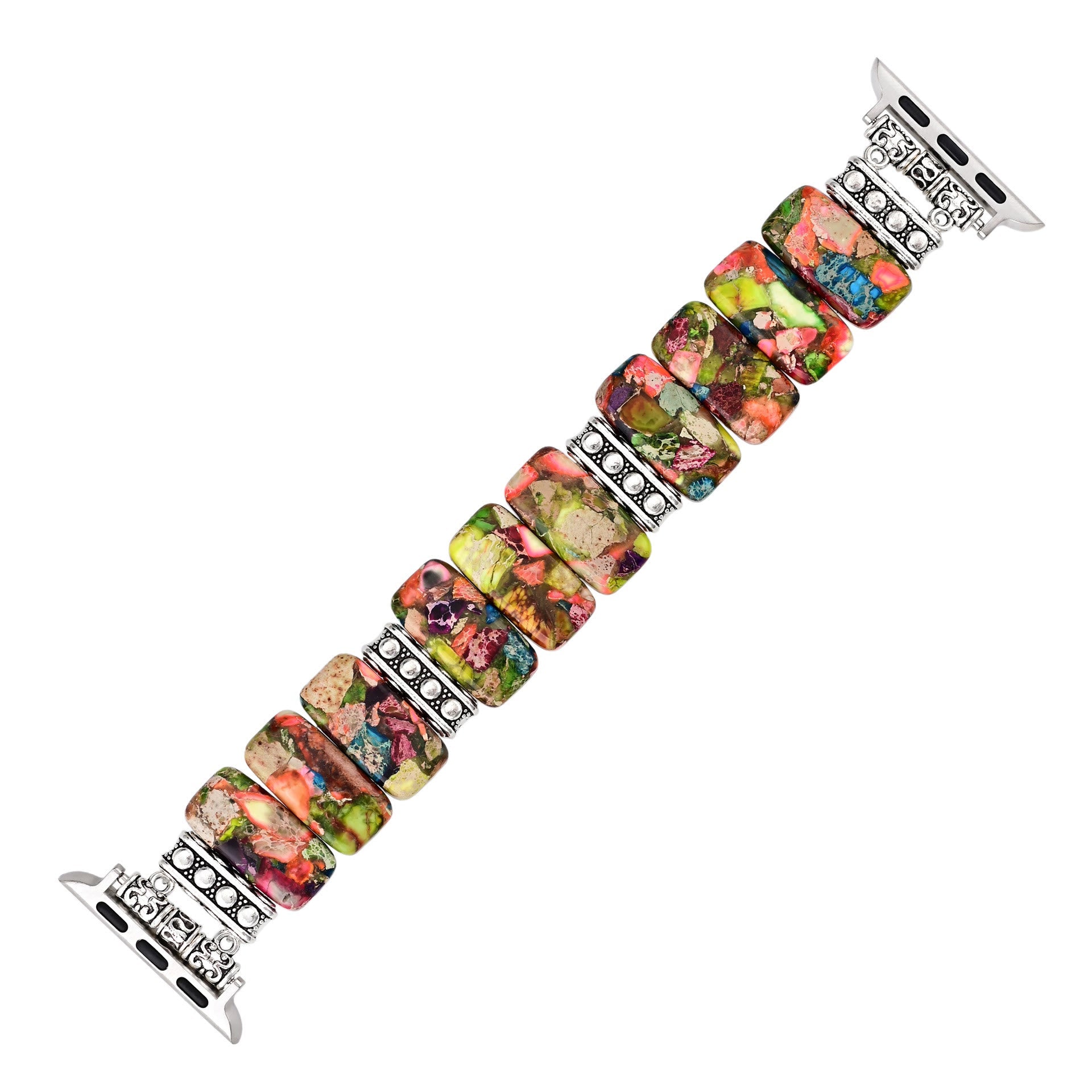 Ecusband Rectangular Oyster Turquoise Beaded Elastic Cord Apple Watch Strap5