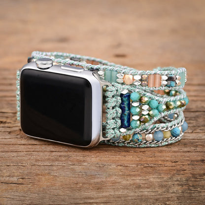 Ecusband Mint Teal Crystal Beaded Apple Watch Strap1