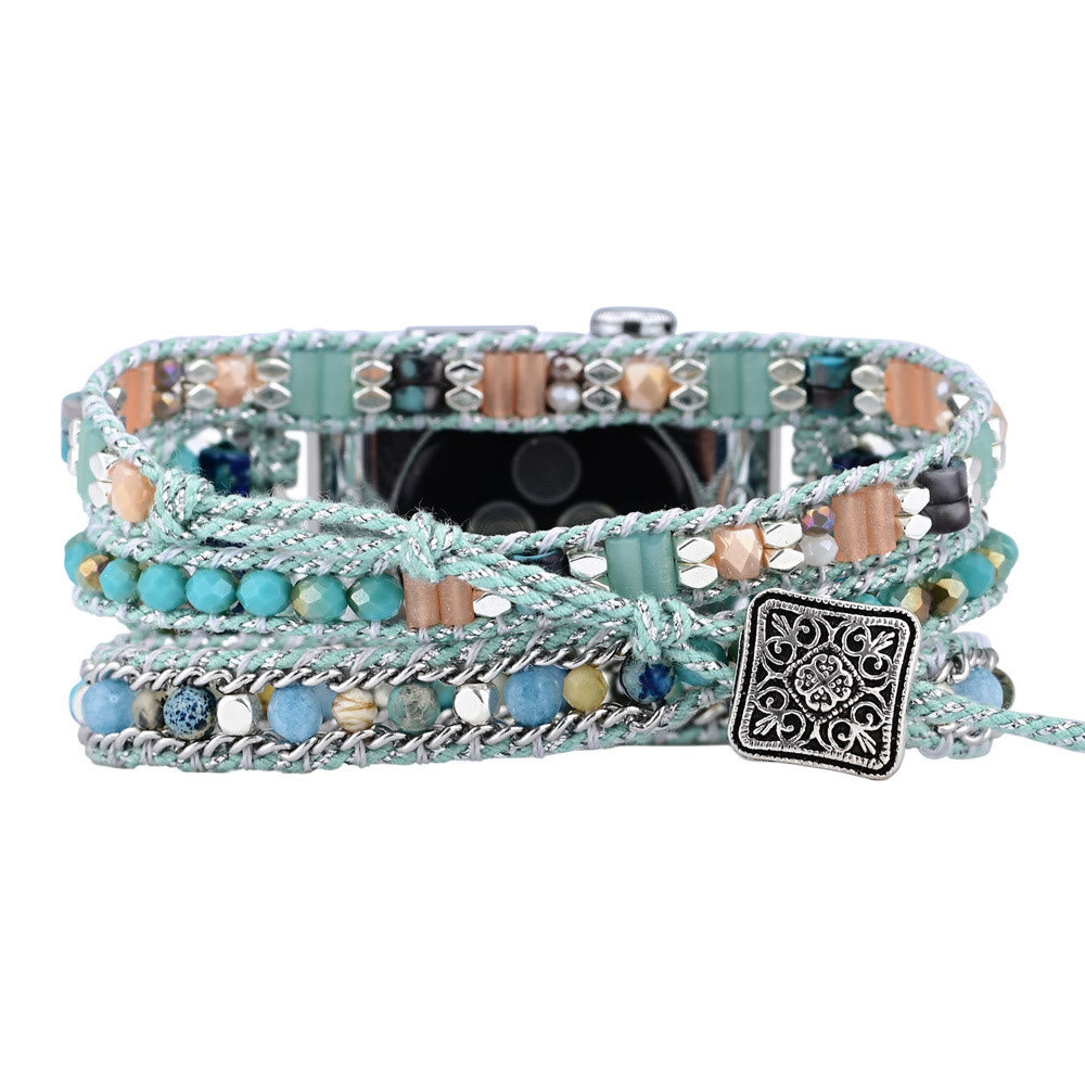 Ecusband Mint Teal Crystal Beaded Apple Watch Strap6