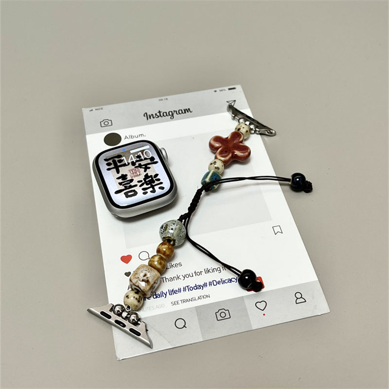 Ecusband Star-Speckled Porcelain Apple Watch Strap - Chinese Minimalist Style