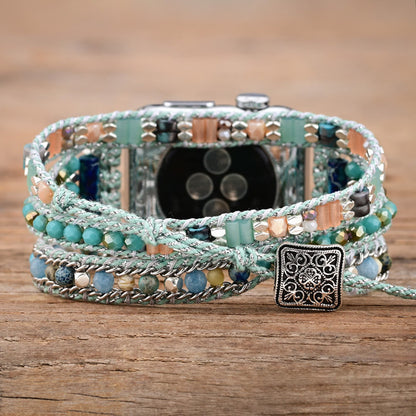 Ecusband Mint Teal Crystal Beaded Apple Watch Strap3