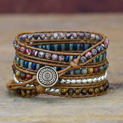 Ecusband Tiger Eye India Agate Apple Watch Strap Wrap Bracelet3
