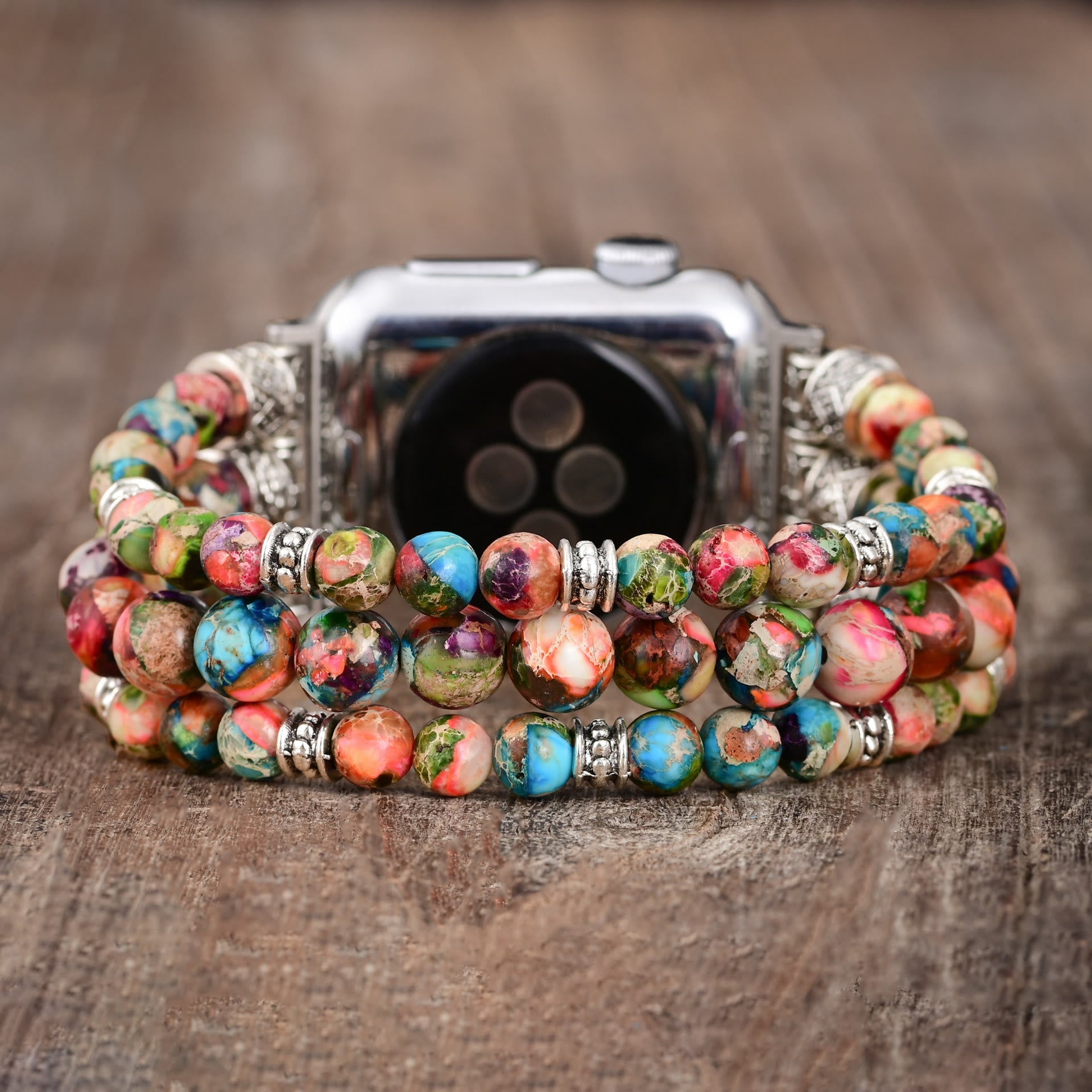 Ecusband Oyster Turquoise Beaded Stretch Cord Apple Watch Strap1