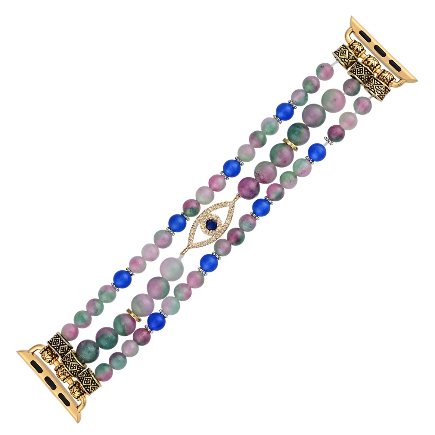 Ecusband Pink And Blue Beads Evil Eye Apple Watch Strap3