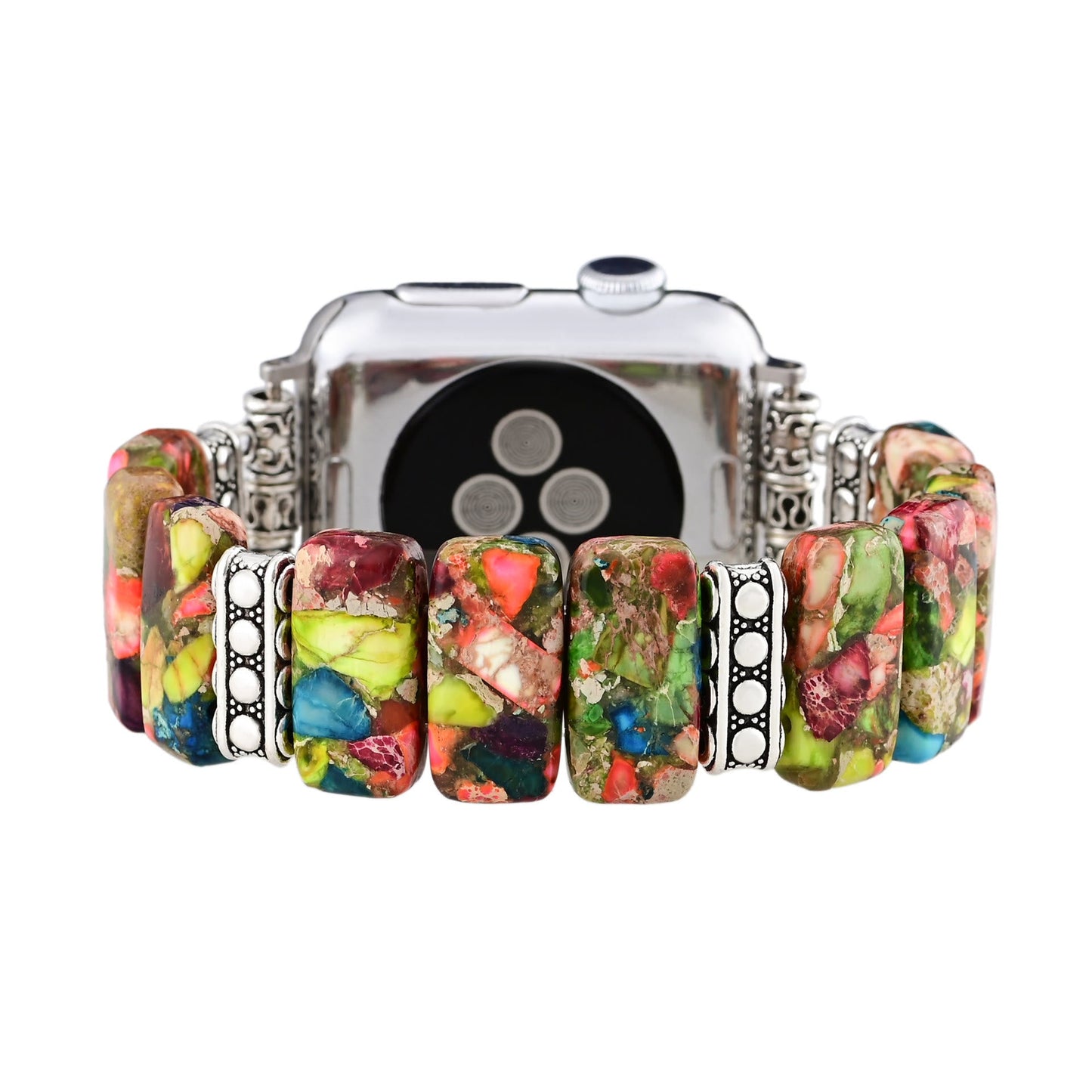 Ecusband Rectangular Oyster Turquoise Beaded Elastic Cord Apple Watch Strap3